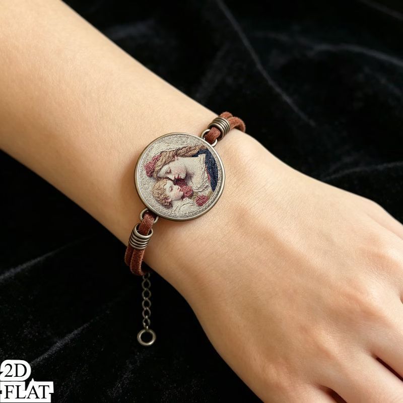 2D Flat Pattern Vintage Bangle Bracelet, Holiday Gift